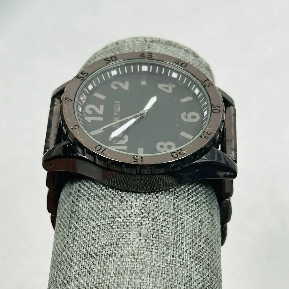 Steve Madden Watch Mens 48mm Dark Gray Rotating Bezel New Battery